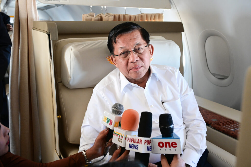 Myanmar’s Acting President and SSPC Chairman Answers Media Questions Aboard Flight