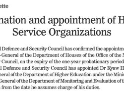 Appointment of Service Organization Heads Appointment of Service Organization Heads