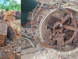 Excavation at Inwa Tooth-Relic Pagoda Reveals Ornamental Umbrella and Pinnacle