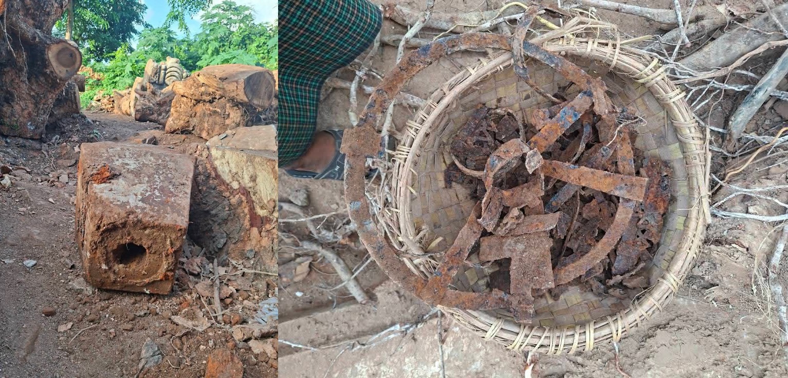 Excavation at Inwa Tooth-Relic Pagoda Reveals Ornamental Umbrella and Pinnacle